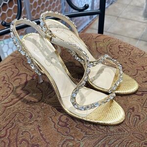 Jessica Simpson’s Elegant Gold Embellished Women's Heels